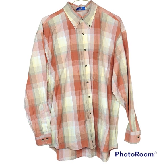 Pendleton Men’s Plaid Button Down Orange & Yellow Collared Shirt Size Large - Picture 1 of 5